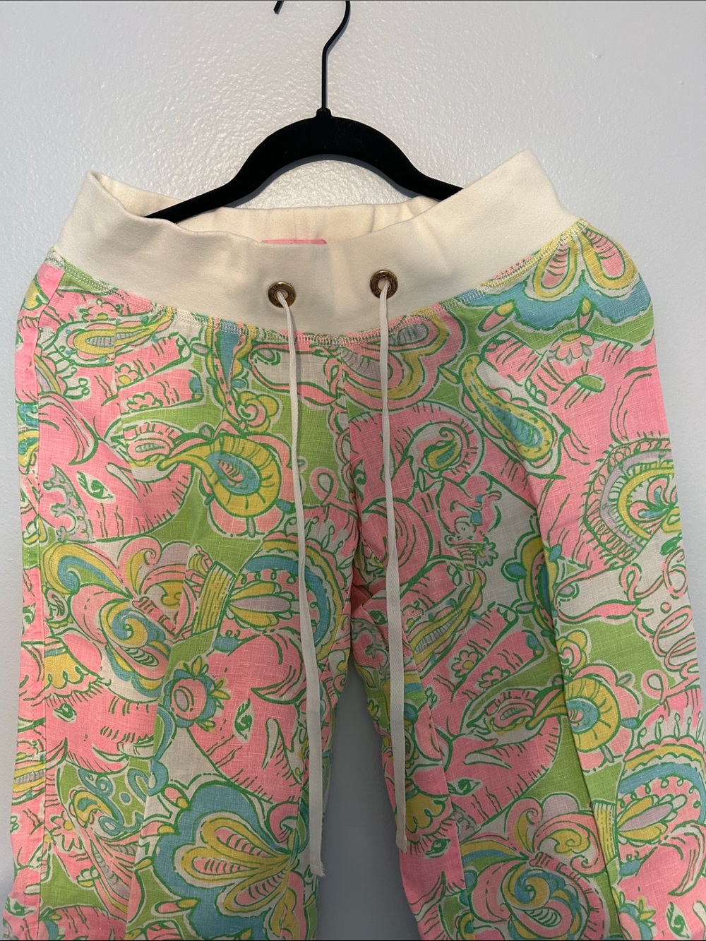 Lilly Pulitzer Pink, Green & Yellow Paisley Drawstring Pants - Picture 3 of 4